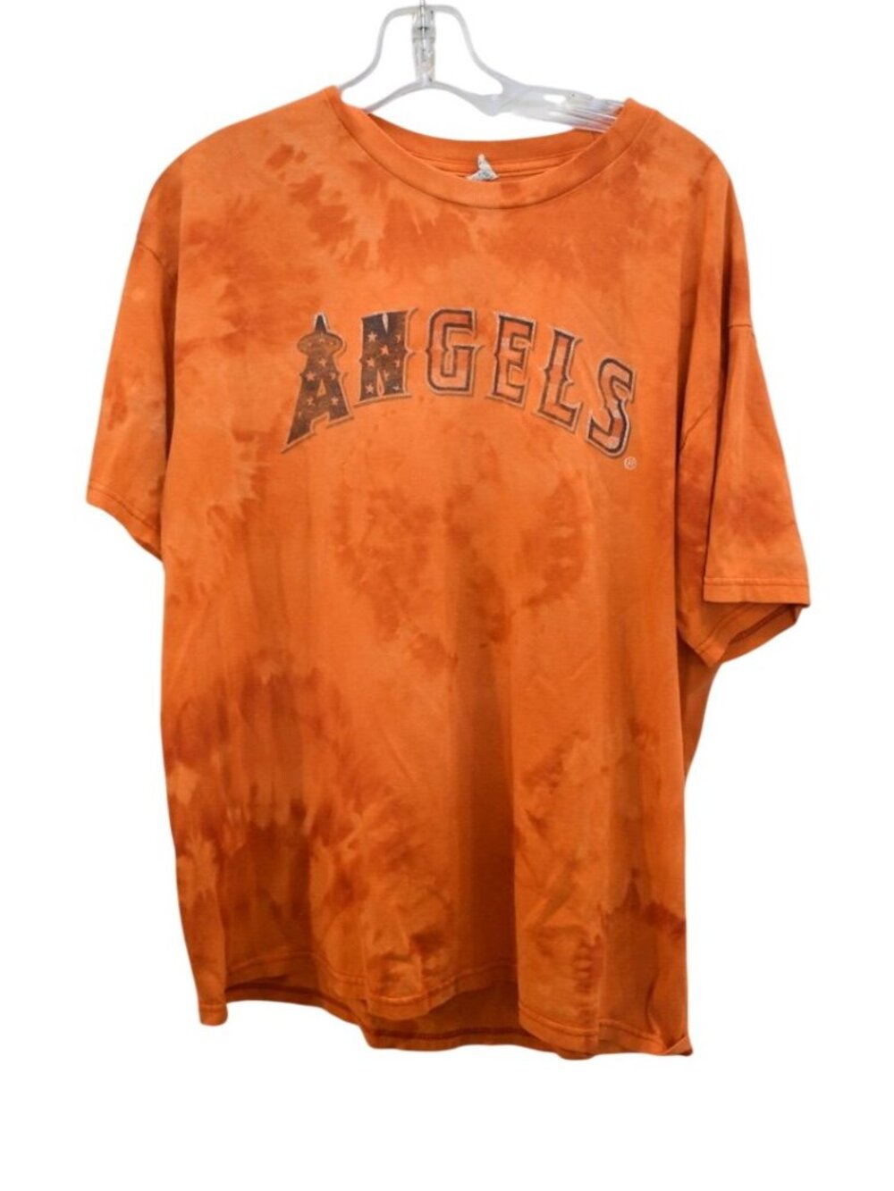 Men's All Style Orange MLB Angels Trout #27 Custom Bleach Dye Promo T-Shirt Sz